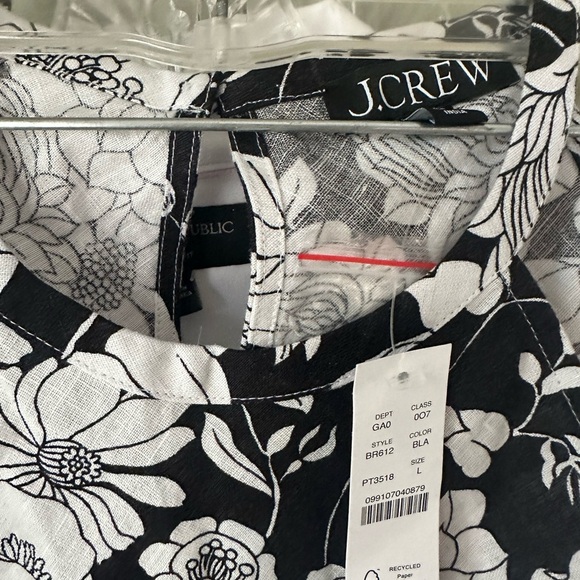 NWT J. Crew Linen Halter Style Black and White Floral Women's Top SZ XL - Picture 4 of 8